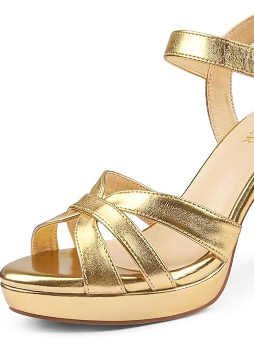 Women's Platform Chunky Heels Matte Gold Sandals